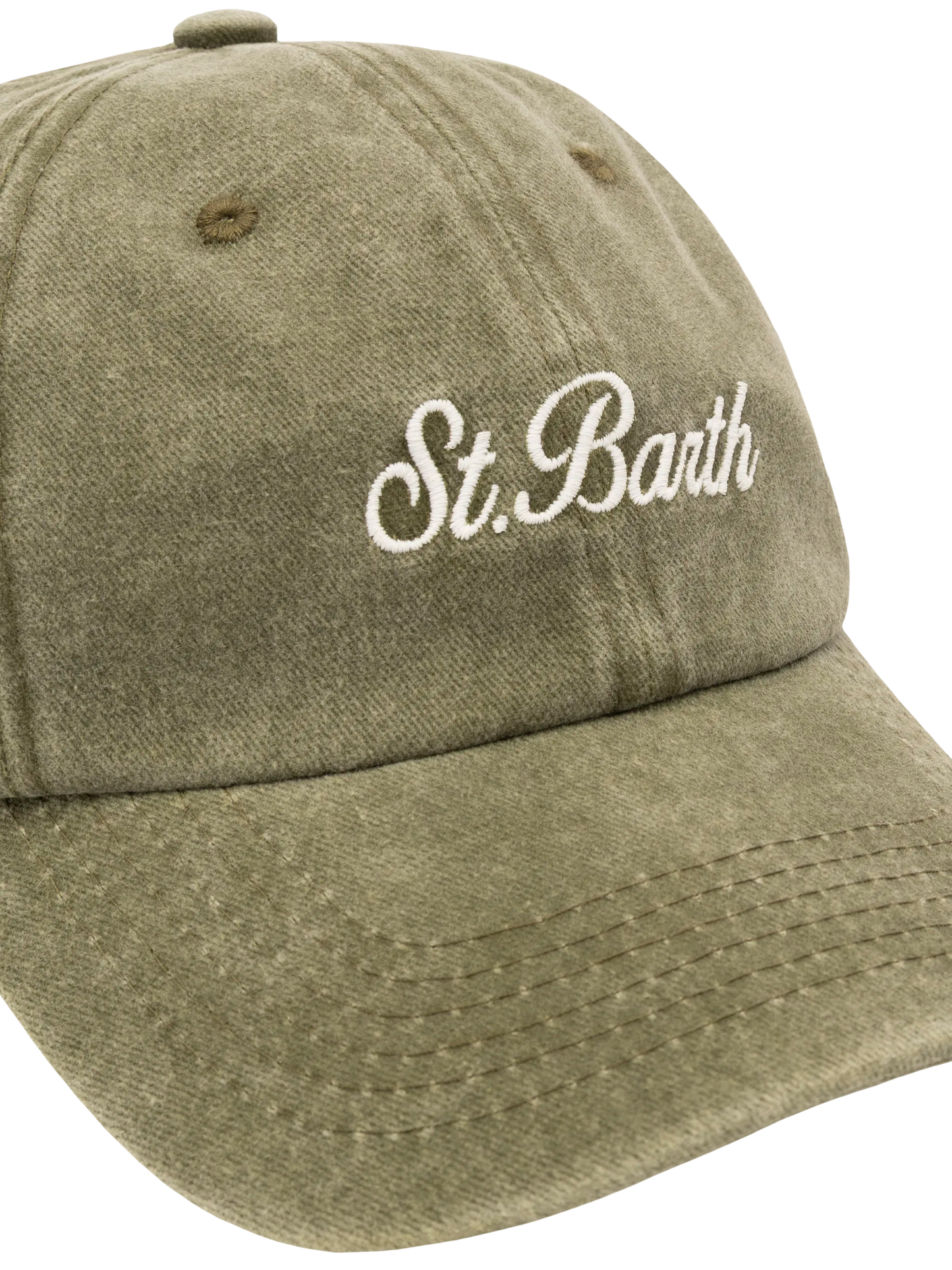 Davis military green denim Ball Cap with St. Barth embroidery