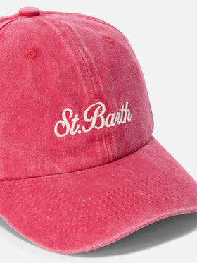 Cappellino Davis in denim rosso con ricamo Saint Barth