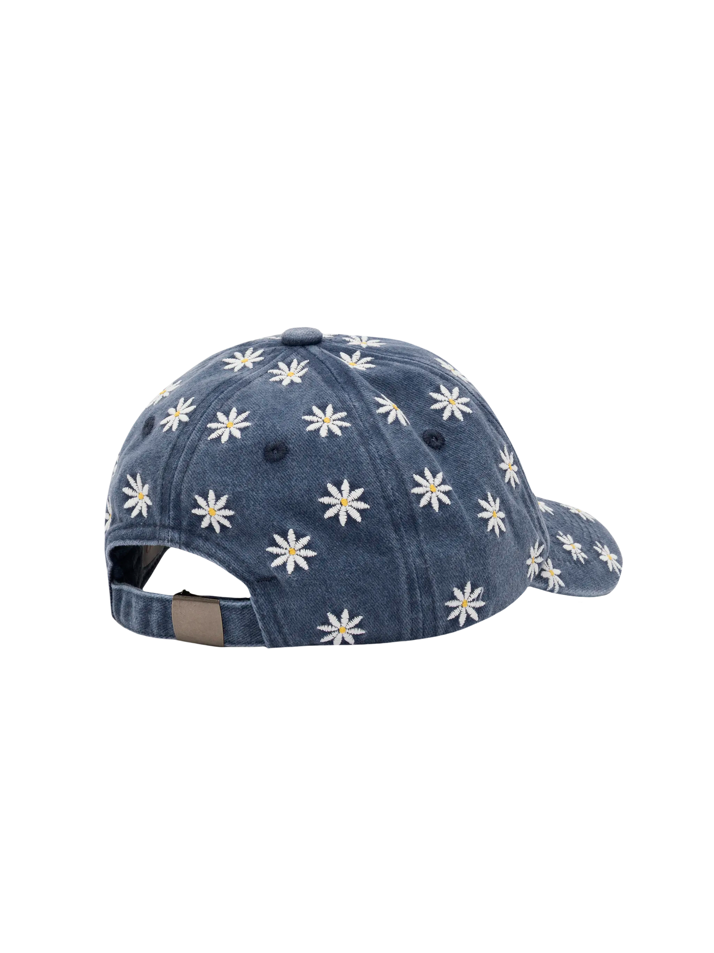 Cappellino Davis  Jr in denim blu con ricamo margherite