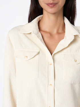 Woman beige corduroy-like shirt Deer - MC2 Saint Barth