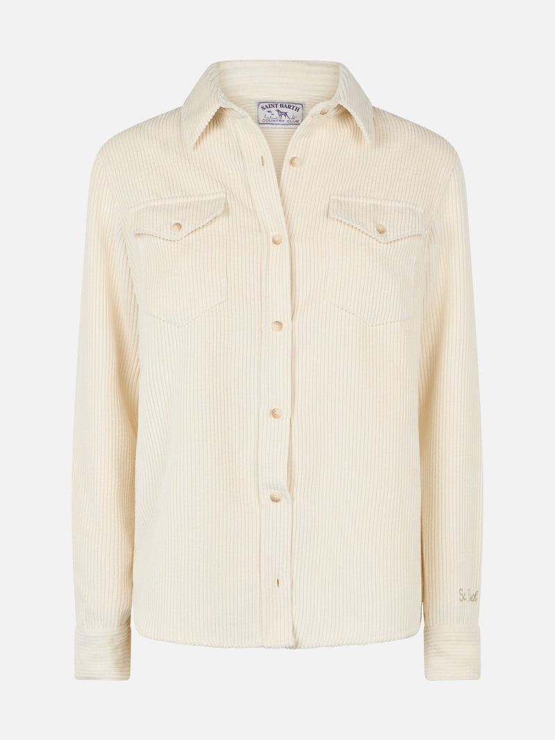 Camicia da donna Deer velluto a coste beige