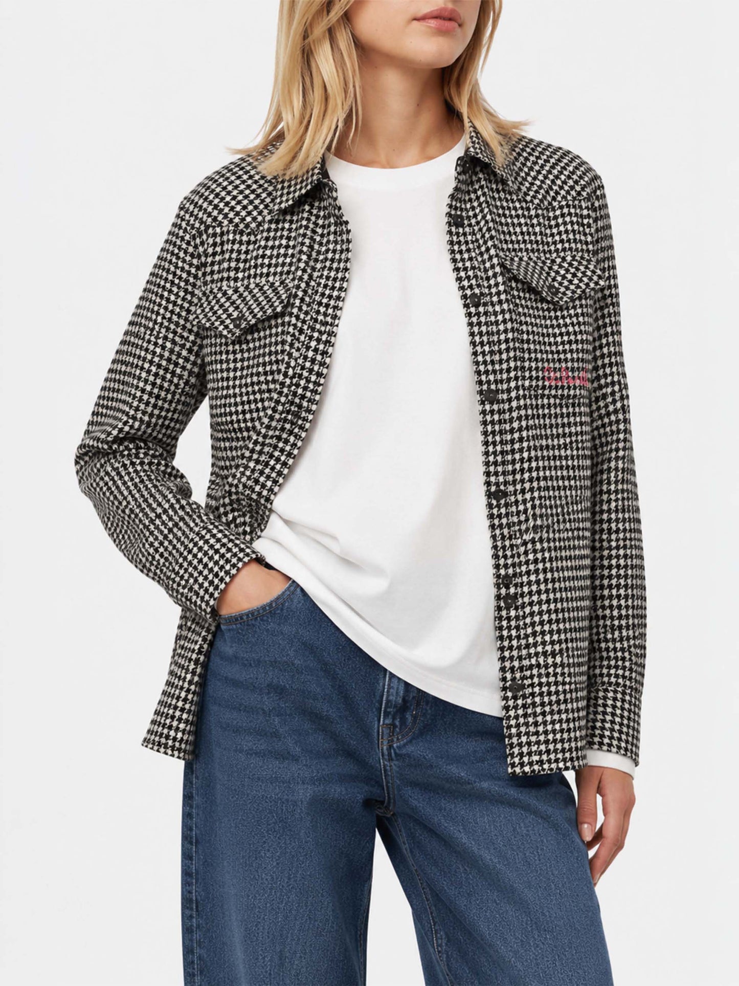Chemise en laine Deer avec imprimé pied-de-poule 