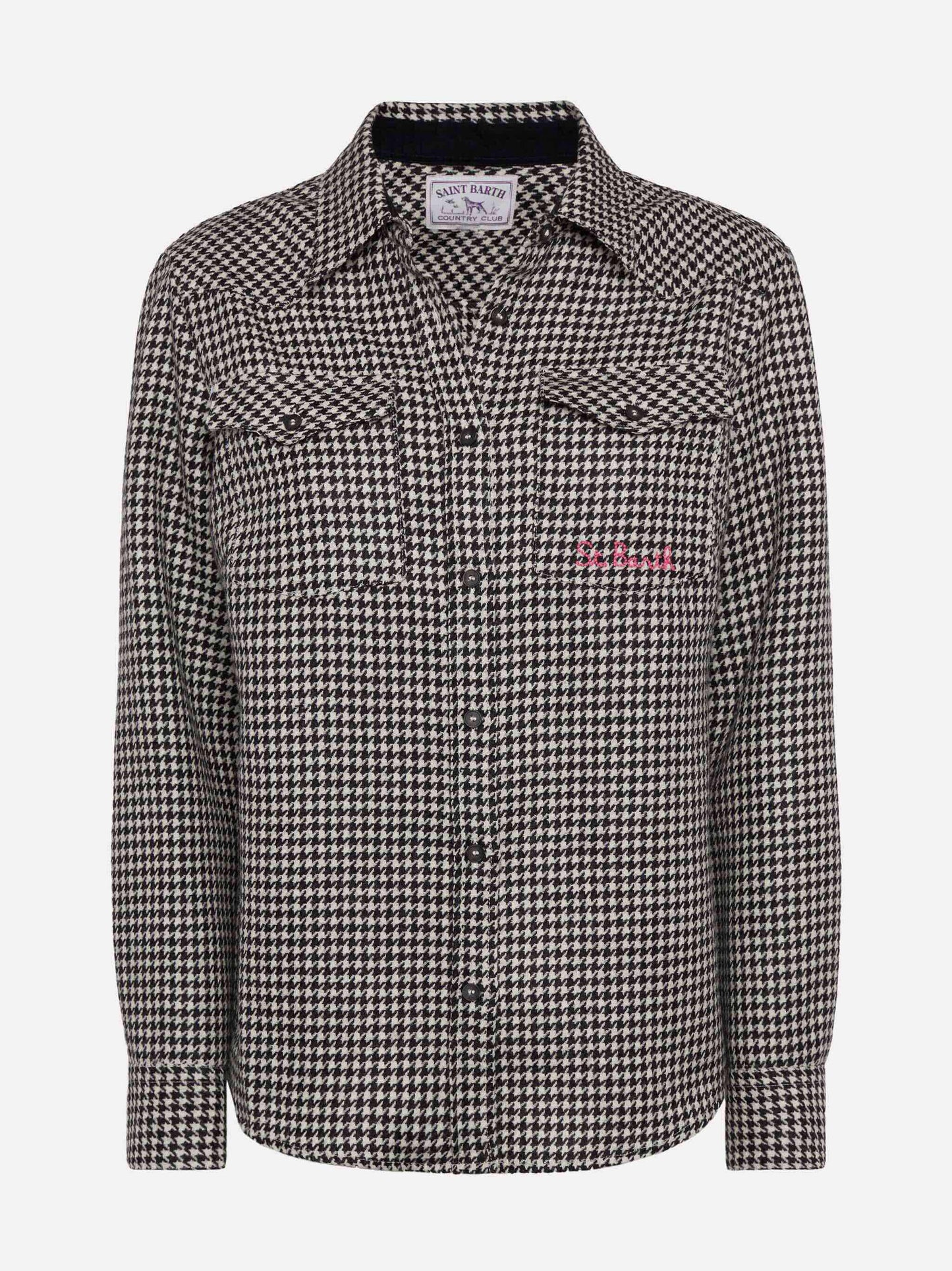 Wool shirt Deer with pied de poul print - MC2 Saint Barth