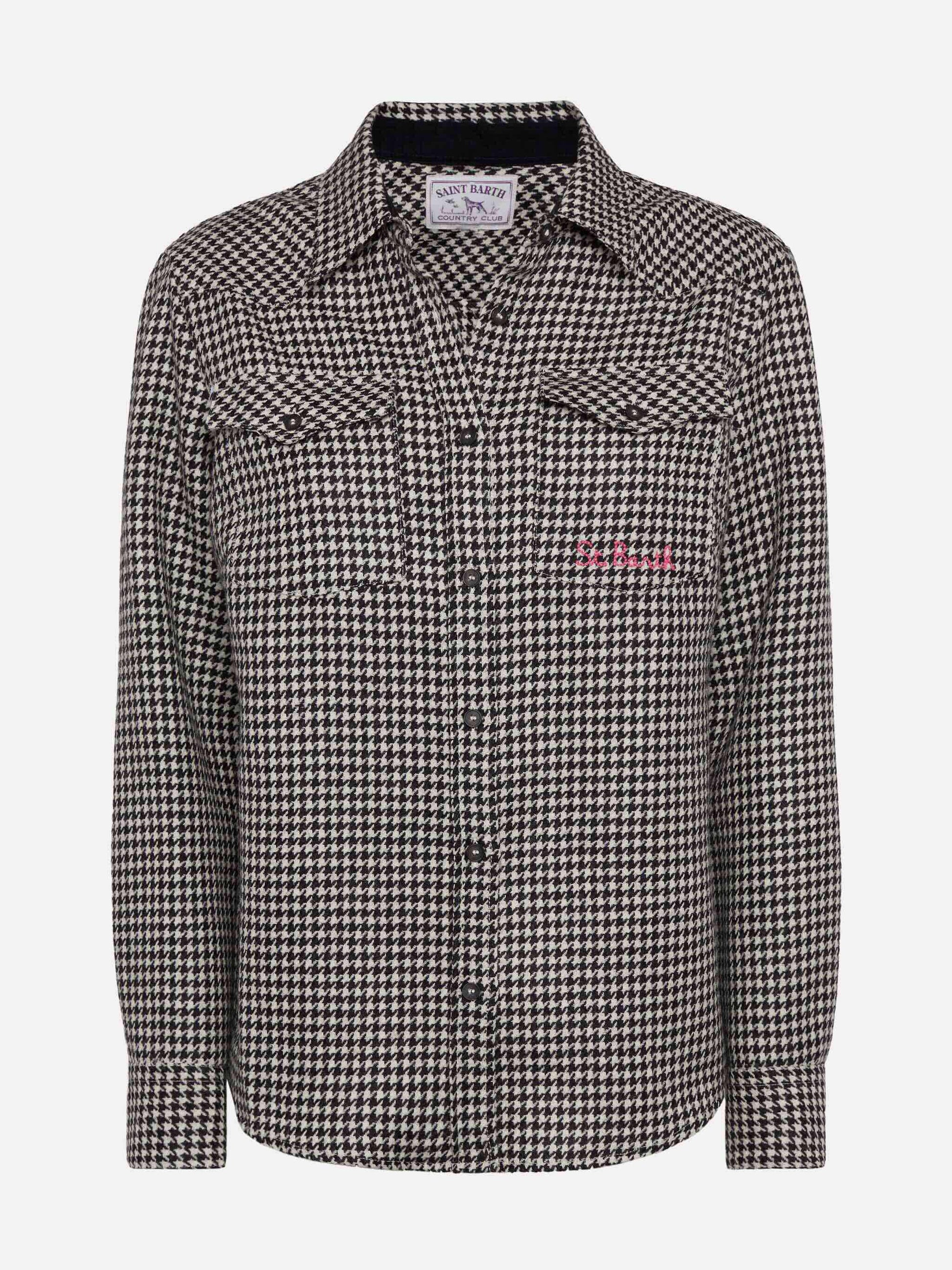 Wool shirt Deer with pied de poul print - MC2 Saint Barth