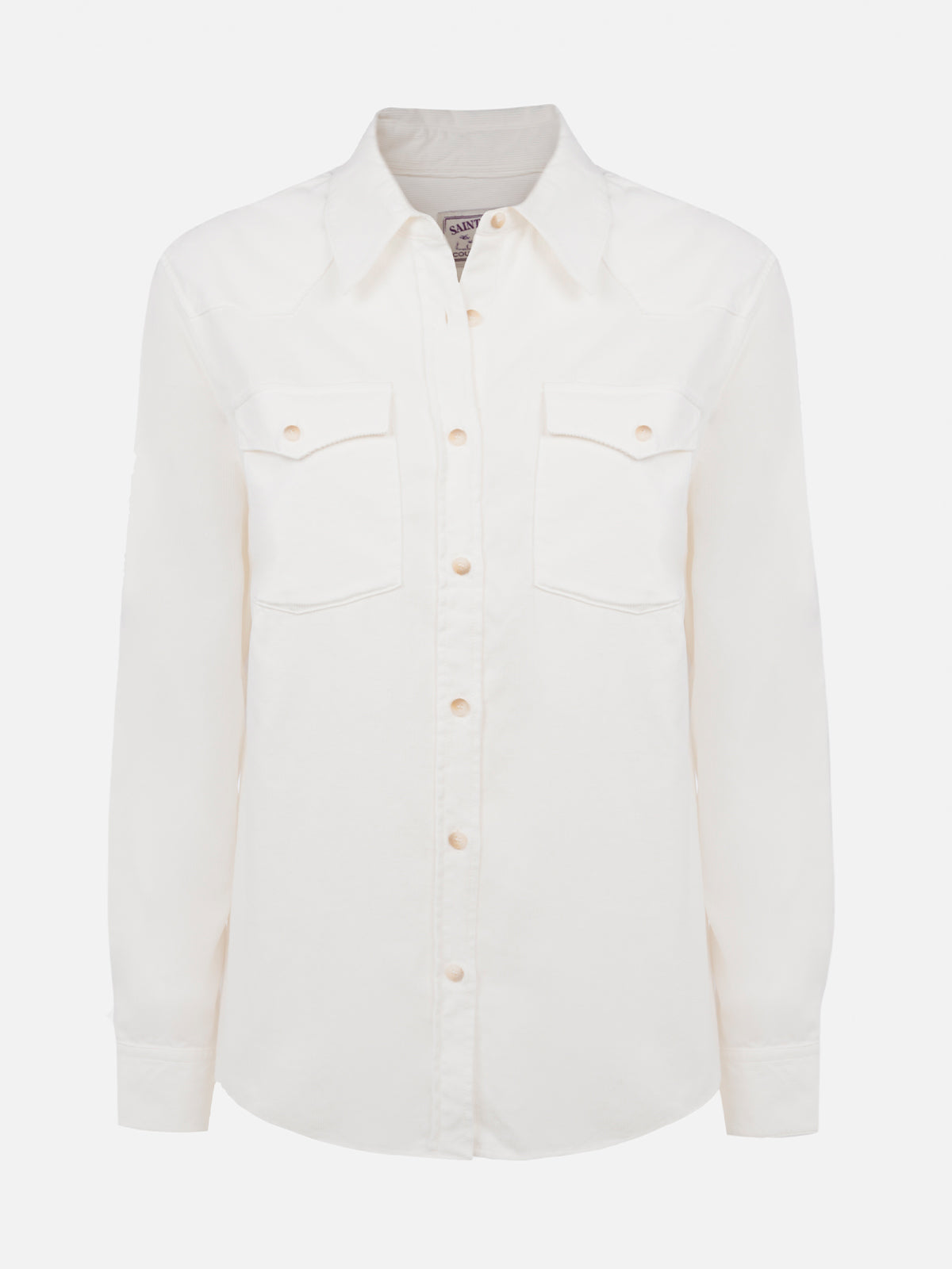 Woman off-white corduroy-like shirt Deer with St. Barth rhinestones logo