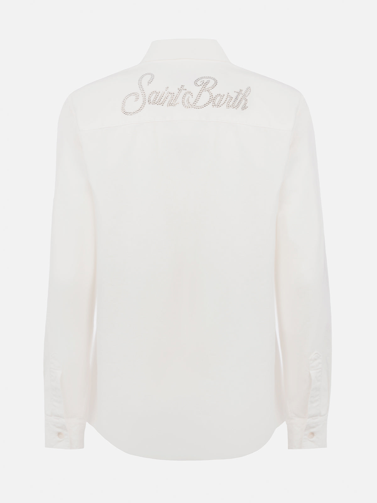 Woman off-white corduroy-like shirt Deer with St. Barth rhinestones logo