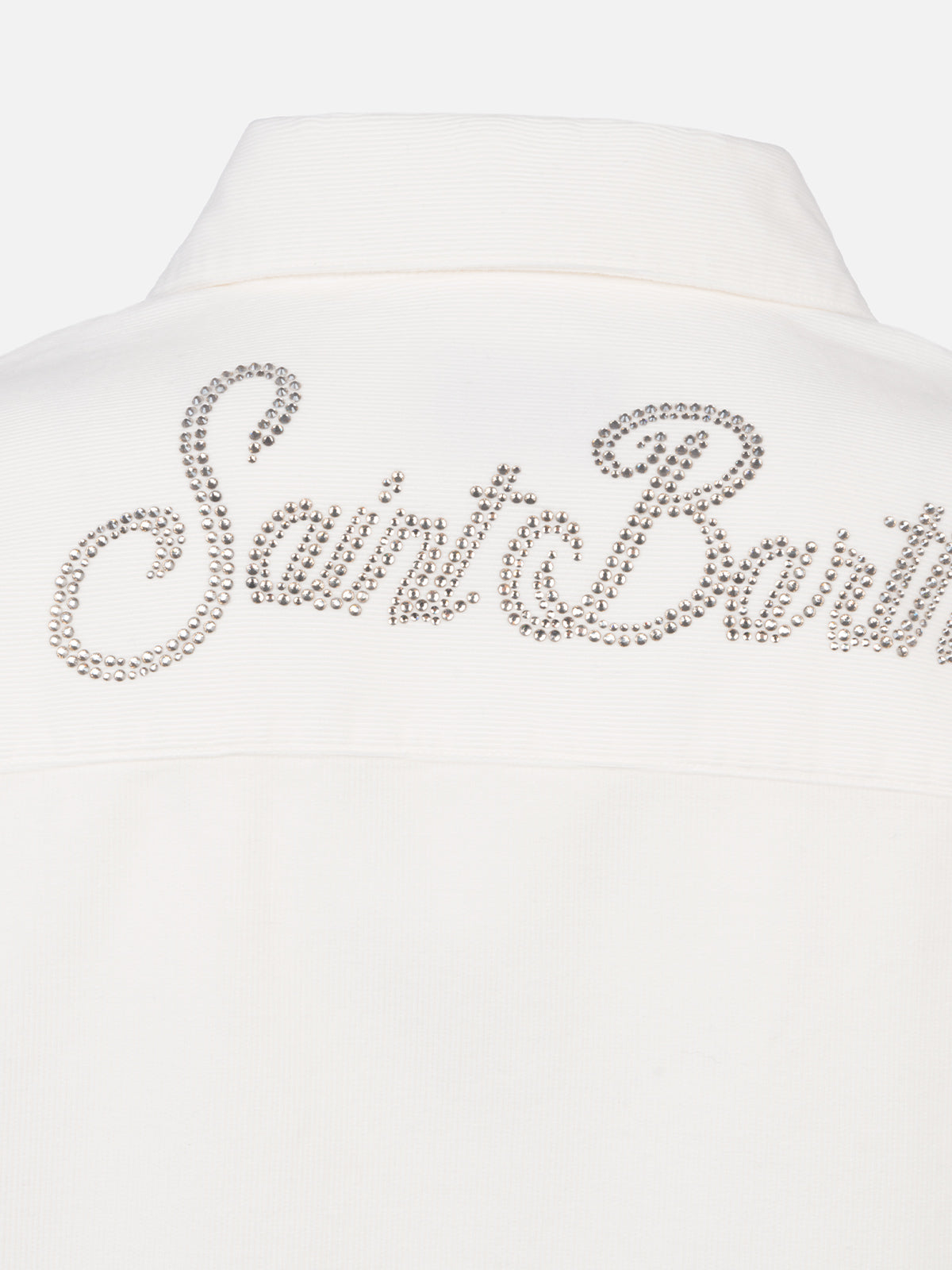 Woman off-white corduroy-like shirt Deer with St. Barth rhinestones logo