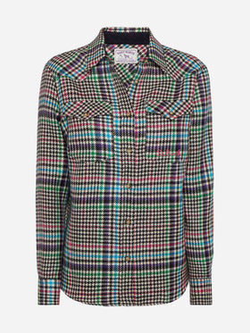 Wool shirt Deer with Prince of Wales print