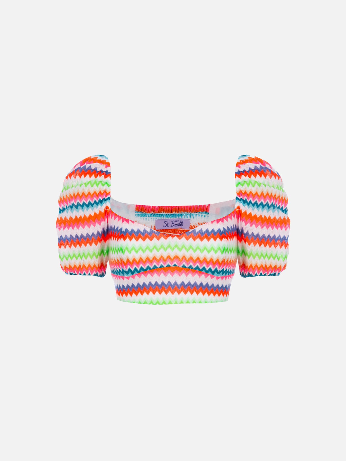 Delia Fluo Chevron Raschel Cropped Top 