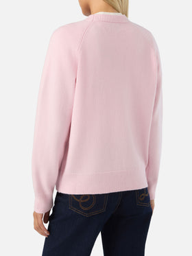 Jersey de punto de lana Pink Delphine con cuello redondo 