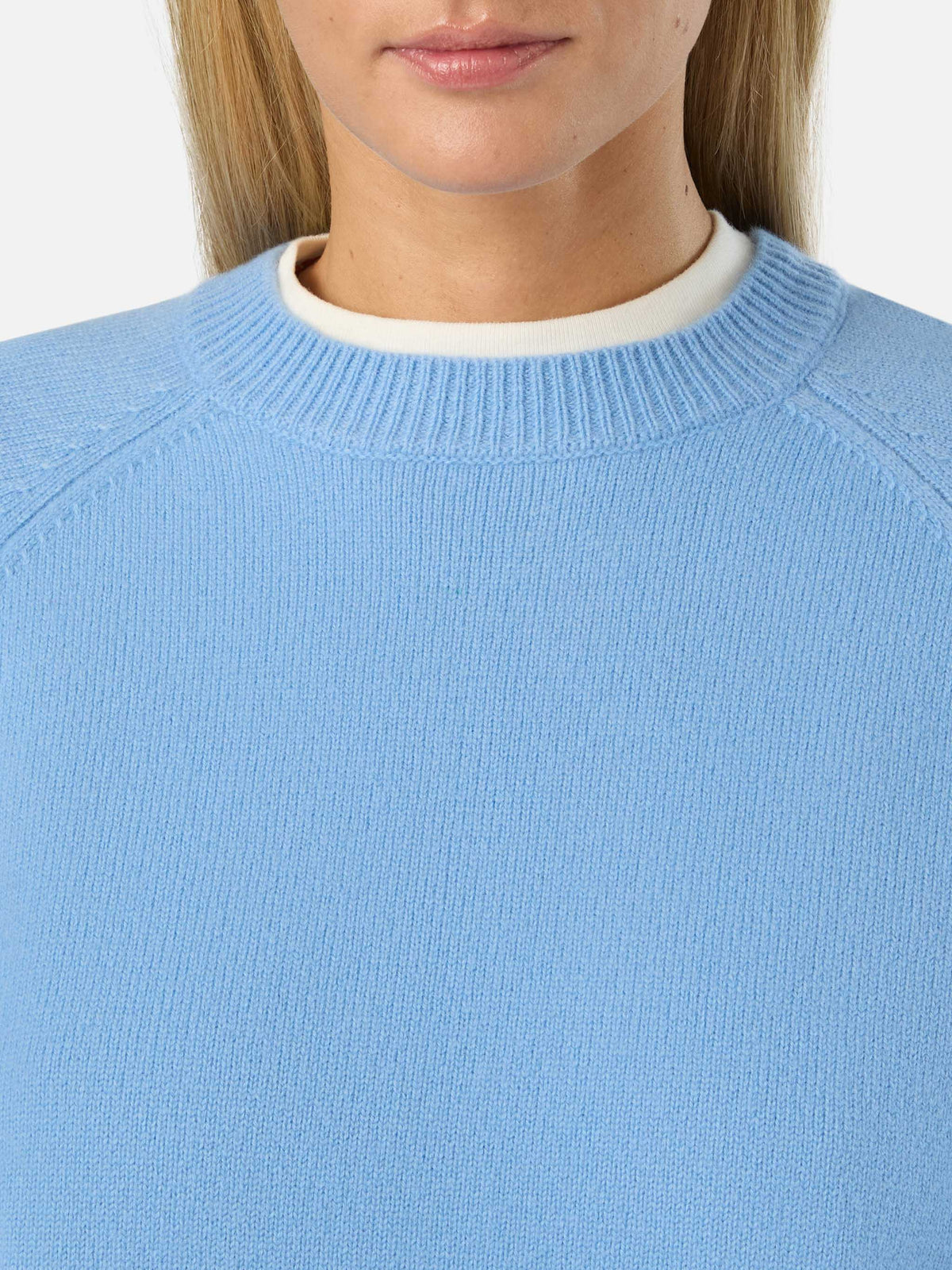 Jersey de punto de cuello redondo de lana Light blue Delphine 