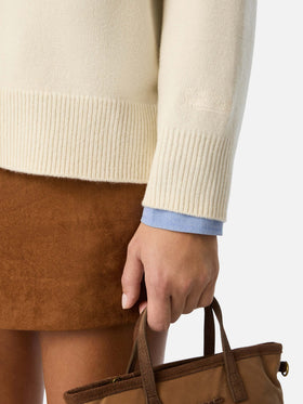 Jersey de punto de lana Delphine color off white con cuello redondo 