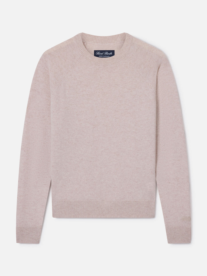 Pull à col rond en cachemire Delphine en beige 