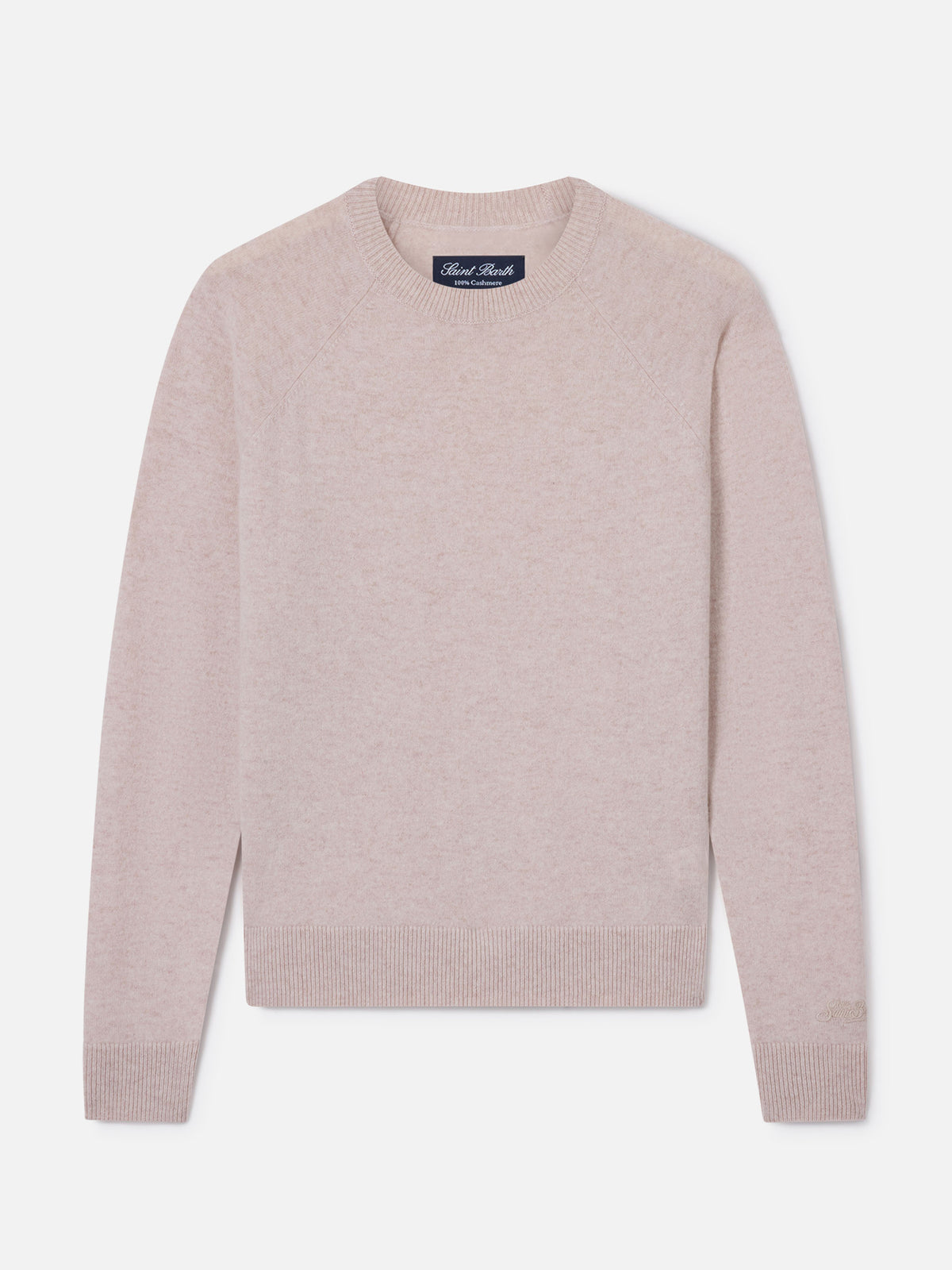 Delphine Cashmere-Rundhalspullover in Beige 