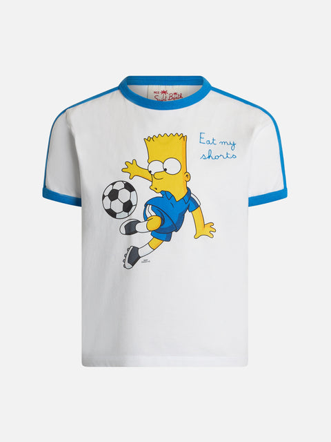 Boy white cotton t-shirt Dean Jr with Bart Simpson print and embroidery | THE SIMPSON SPECIAL EDITION - MC2 Saint Barth
