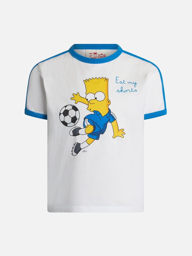 Weißes Baumwoll-T-Shirt für Jungen Dean Jr mit Bart-Simpson-Aufdruck und Stickerei | DIE SIMPSON-SONDERAUSGABE