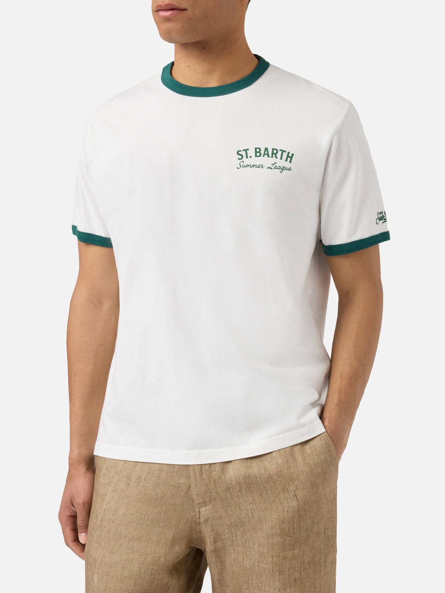 T-shirt Dean panna con stampa Tennis League e maxi grafica sul retro