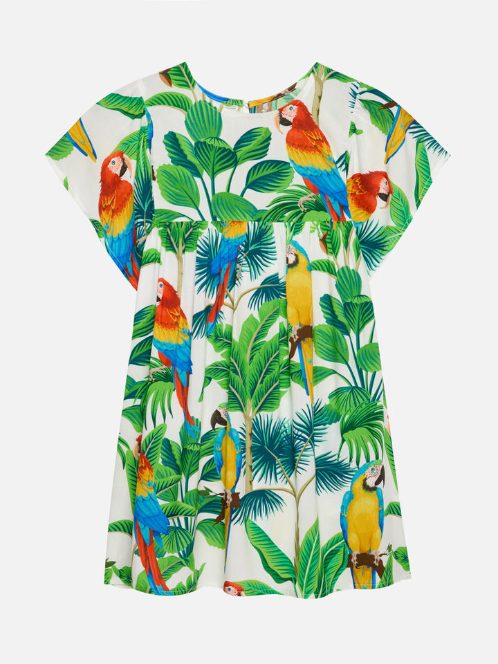 Short sleeves dress Diana with tropical print