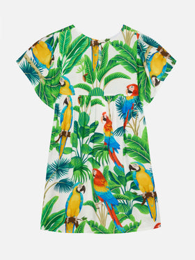 Short sleeves dress Diana with tropical print