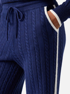 Night blue Dinard wool trousers with contrasting trims