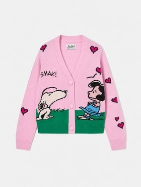 Pink Didy cardigan with Snoopy jacquard | Special edition