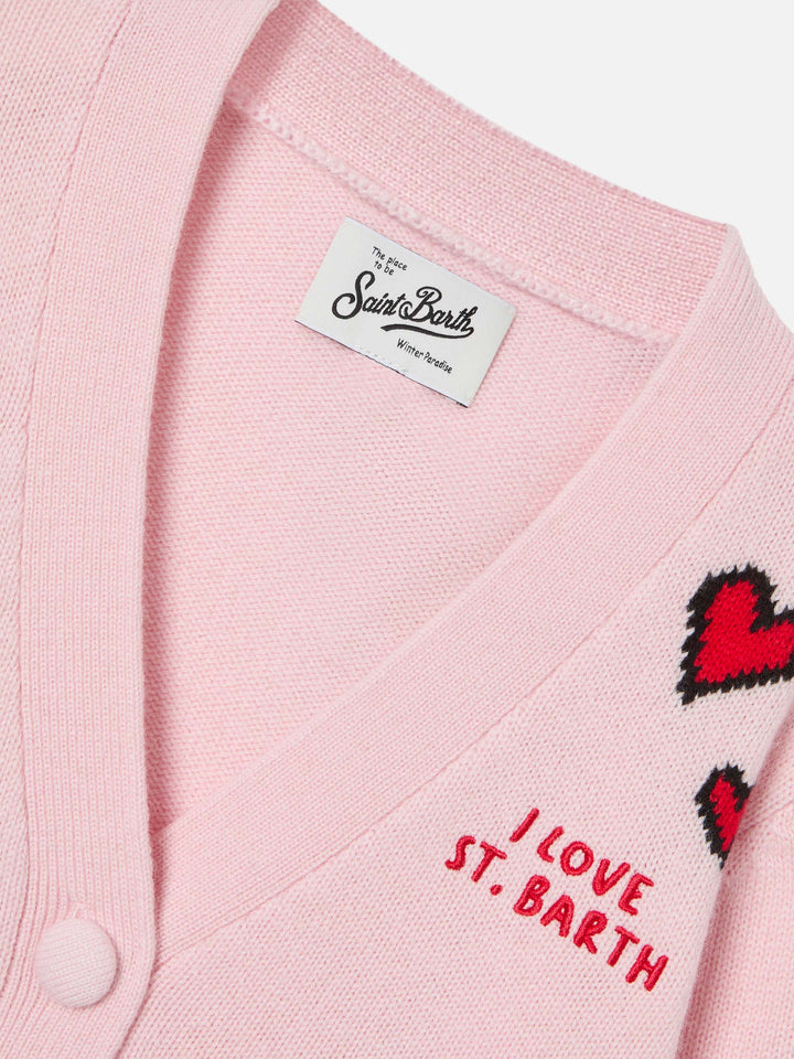 Rosa Didy Strickjacke mit Snoopy-Intarsie | Special edition 