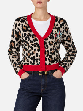 Damen-Cropped-Cardigan mit Saint Barth-Stickerei 