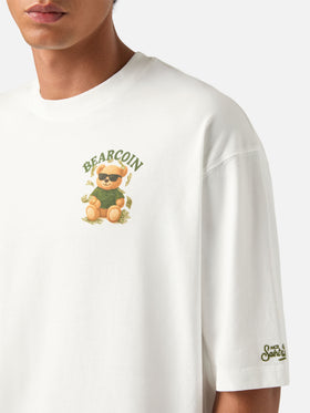 White Delmar oversize cotton t-shirt with back Bearcoin print