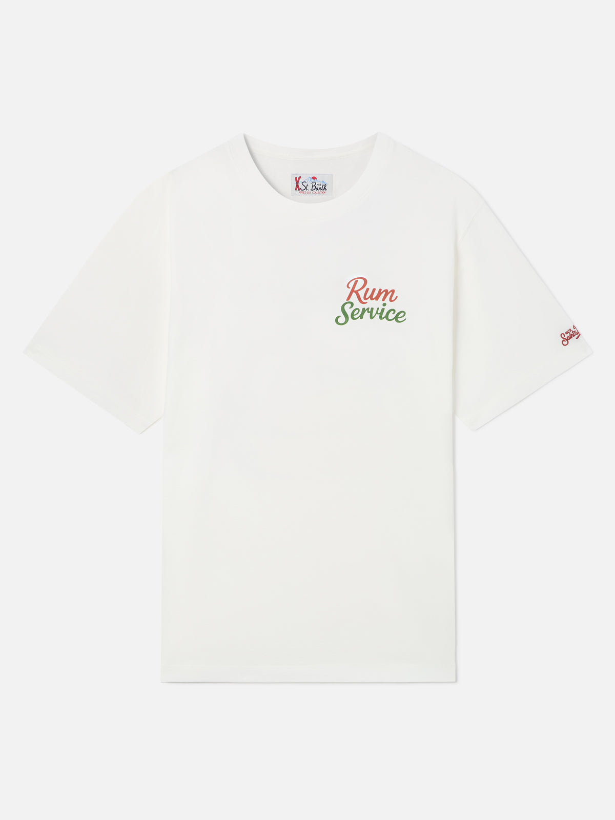 T-shirt oversize blanc en coton Delmar avec imprimé Rum Service au dos 