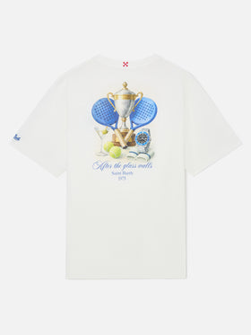 White Delmar oversize cotton t-shirt with back padel print