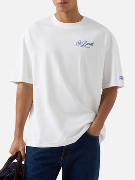 T-shirt Delmar oversize bianca in cotone con stampa Snoopy sul retro | Special edition