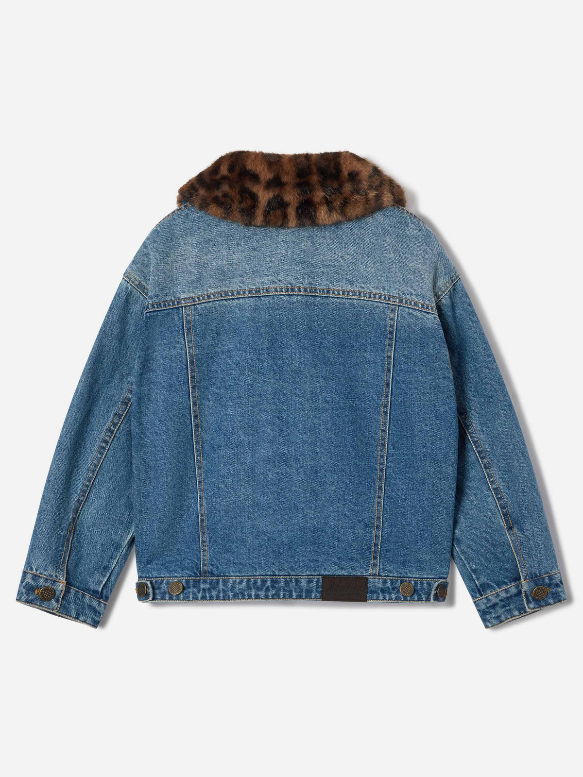 Giacca Dailys azzurra in denim con collo in effetto pelliccia