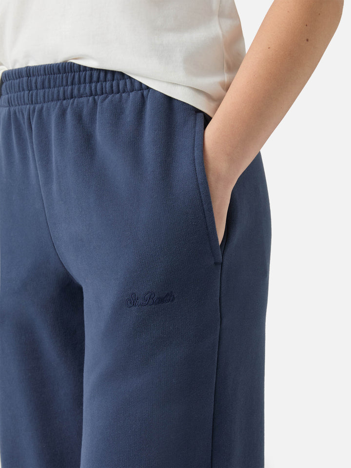 Deena straight-hem joggers in navy blue