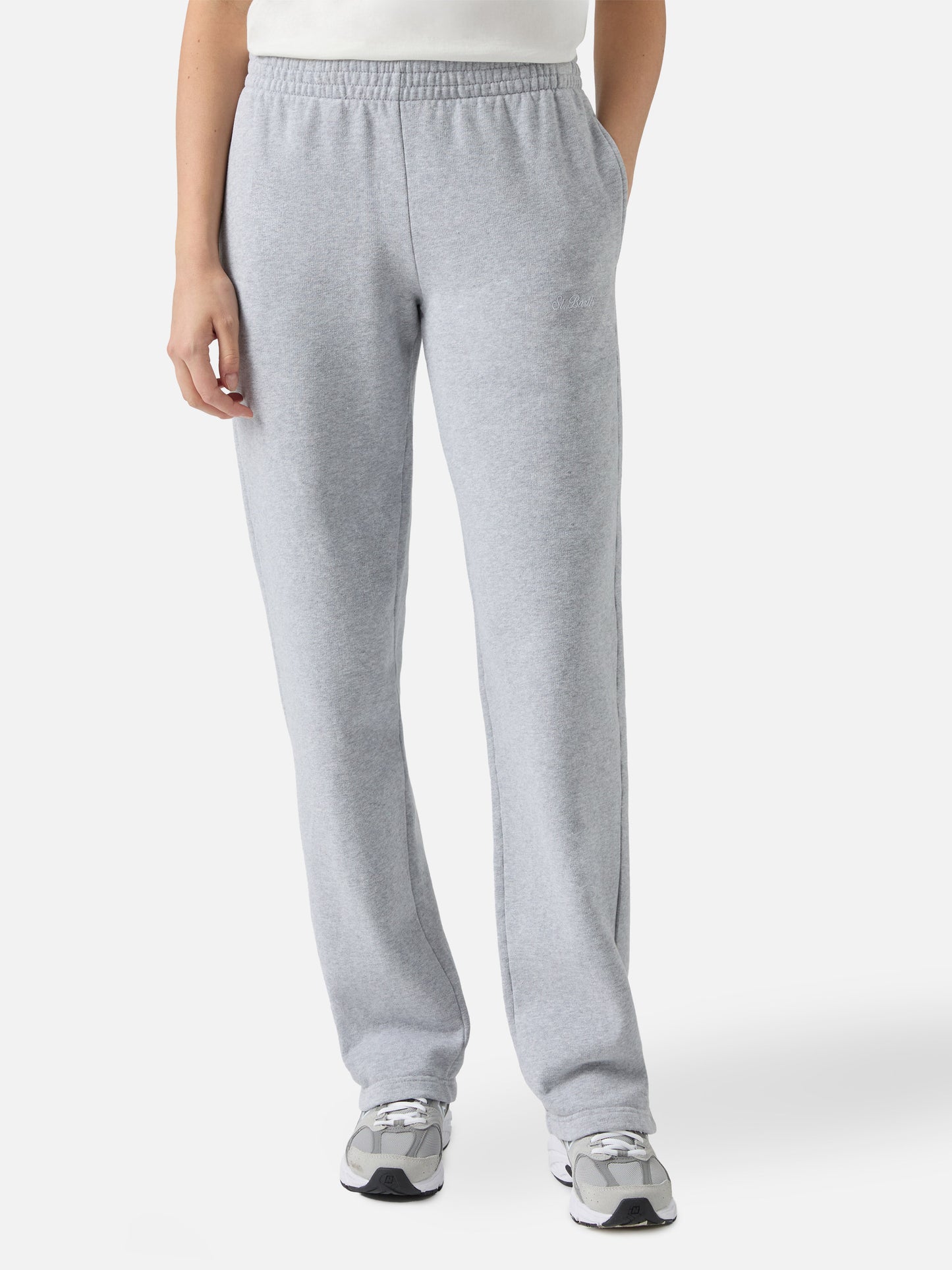 Deena straight-hem joggers in grey melange