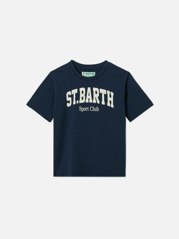 T-shirt Denver Jr in cotone blu con stampa logo Sport Club