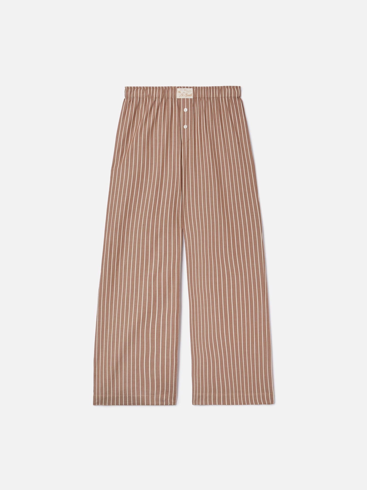 Beige striped Doha poplin trousers