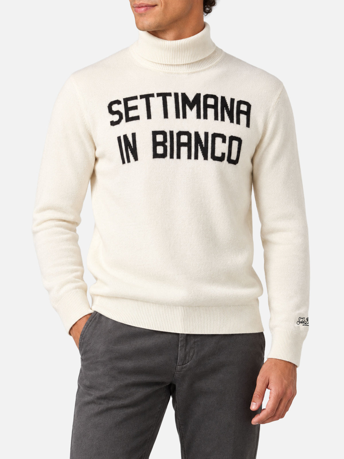 Weißer Rollkragenpullover Settimana in Bianco 