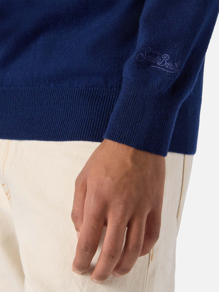 Navy blue merinocash half-zip sweater Dorian