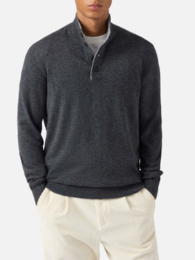 Anthracite merinocash half-zip sweater Dorian