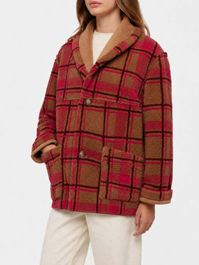Dorys reversible shearling effect tartan jacket