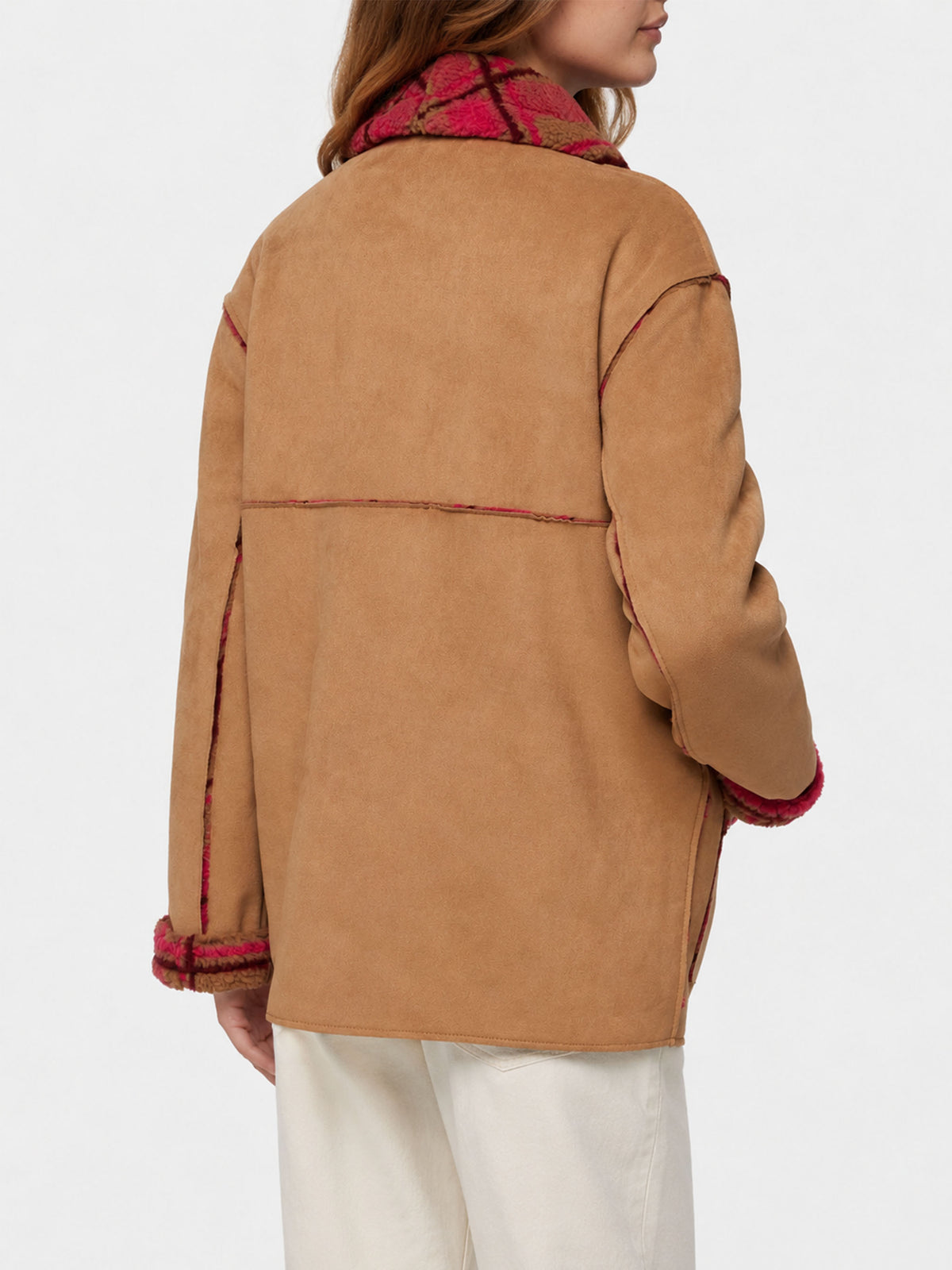 Dorys reversible shearling effect tartan jacket