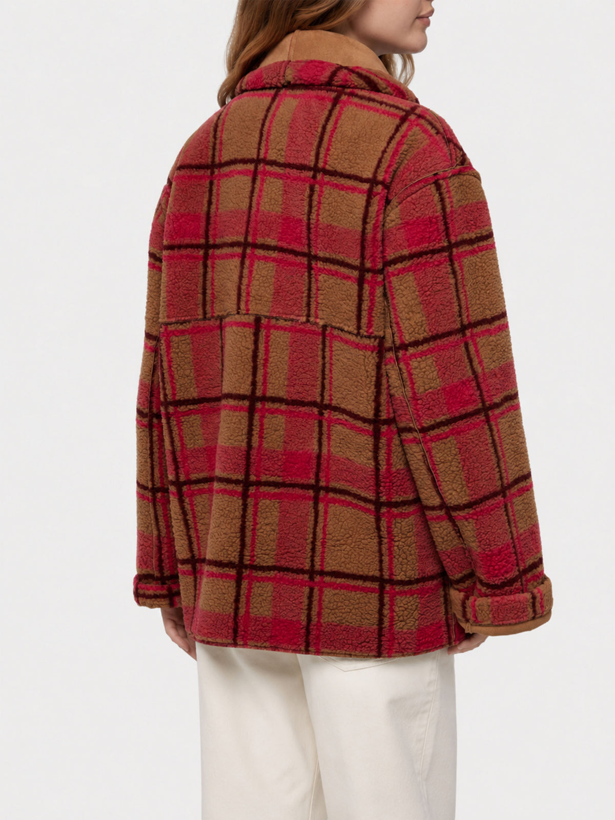 Dorys reversible shearling effect tartan jacket