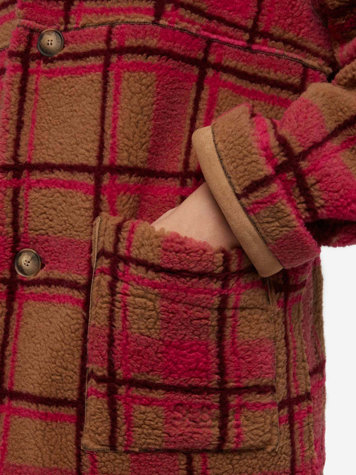 Dorys reversible shearling effect tartan jacket