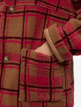 Dorys reversible shearling effect tartan jacket