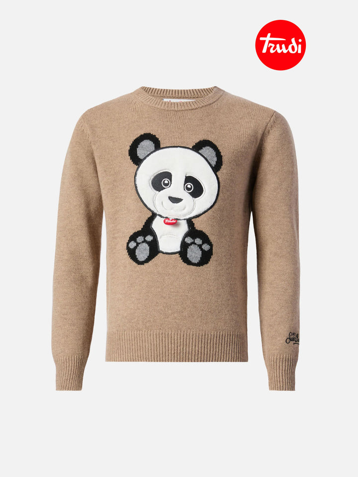 Maglione Douglas  in misto cashmere con patch Panda Trudi | TRUDI SPECIAL EDITION