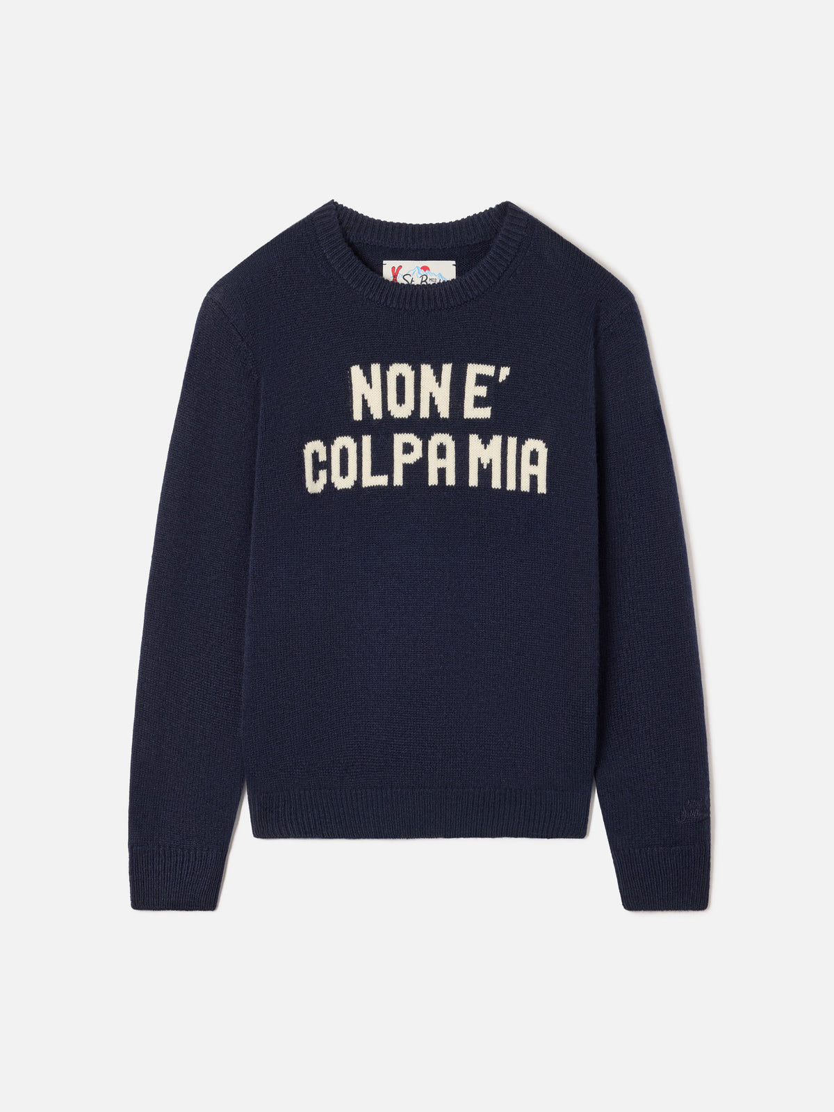 Jersey de punto azul marino con cuello redondo blue Douglas y motivo intarsia Non E Colpa Mia 