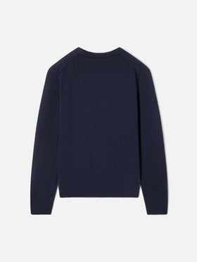 Jersey de punto azul marino con cuello redondo blue Douglas y motivo intarsia Non E Colpa Mia 