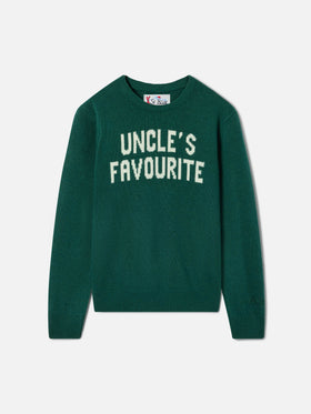 Grüner Douglas Strickpullover mit Rundhalsausschnitt mit Uncle's Favourite Intarsie 
