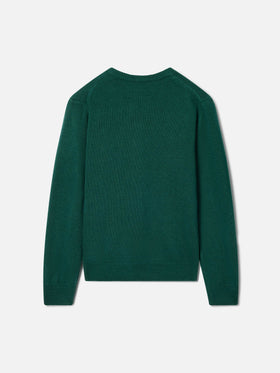 Grüner Douglas Strickpullover mit Rundhalsausschnitt mit Uncle's Favourite Intarsie 
