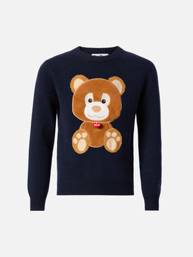 Crewneck Douglas in cashmere blend with Orso Trudi patch | TRUDI SPECIAL EDITION